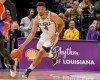 Jan 21, 2020; Baton Rouge, Louisiana, USA; LSU Tigers guard Skylar Mays (4) brings the ball up court against the Florida Gators during the first half at Maravich Assembly Center.