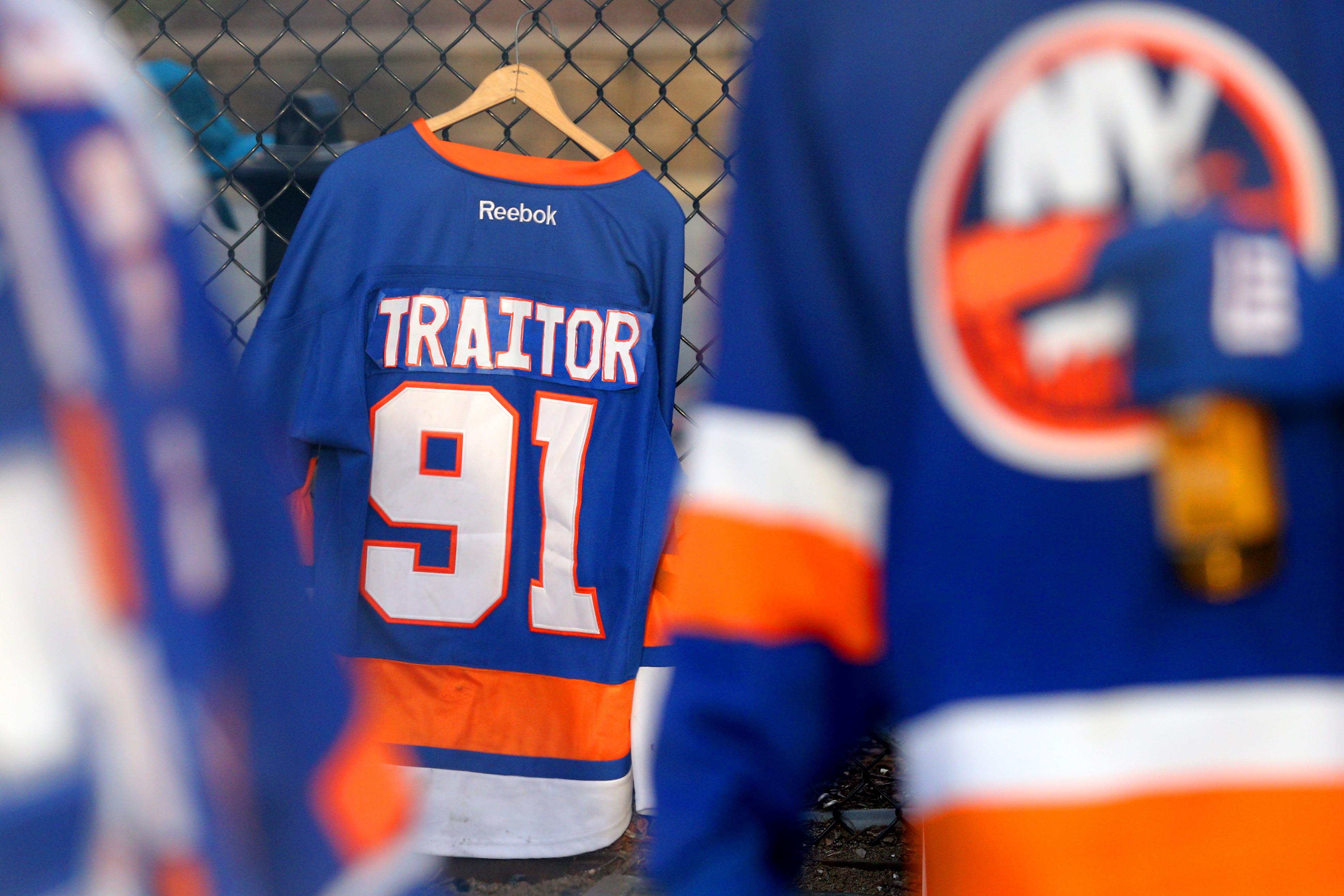 Feb 28, 2019; Brooklyn, NY, USA; New York Islanders fans plan to welcome Toronto Maple Leafs center John Tavares (91) back to the Coliseum as they tailgate before a game at the Nassau Veterans Memorial Coliseum. Mandatory Credit: Brad Penner-USA TODAY Sports