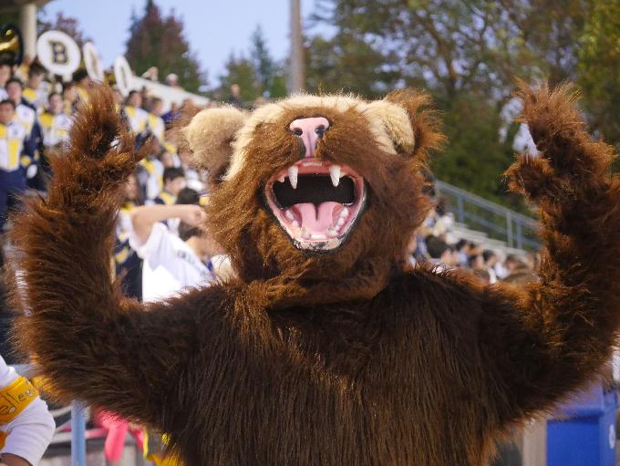 The Bellevue wolverine mascot at the Oct. 3 football game against Glacier Peak.