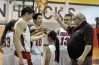 The Valentine Pirates basketball team from left to right Abbie Hardy (33), Latham Garnsey, Enrique Navarrete(10), Gabriella Tarango, back to camera, Rye Webb (13) and coach Lonnie Flippen. Photo by Filipe Fierro. 