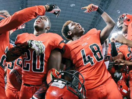 Cedar Hill defeated Katy 23-20 last December for the team's second consecutive 6A-II title. WFAA photo by Matt Garent