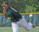 Floyd Central starting pitcher Philip Archer hurls the ball to home plate. (David R. Lutman/Special to The C-J)