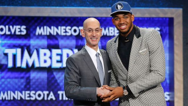 Karl-Anthony Towns was  the No. 1 overall pick in the 2015 NBA Draft. / Getty Images