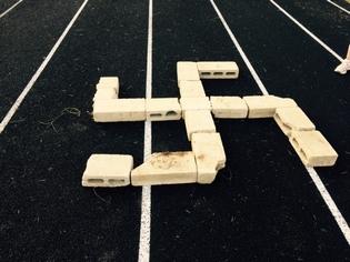 A swastika was laid out in cinder blocks at Millbury High School in Massachusetts, sparking a police investigation — Millbury police