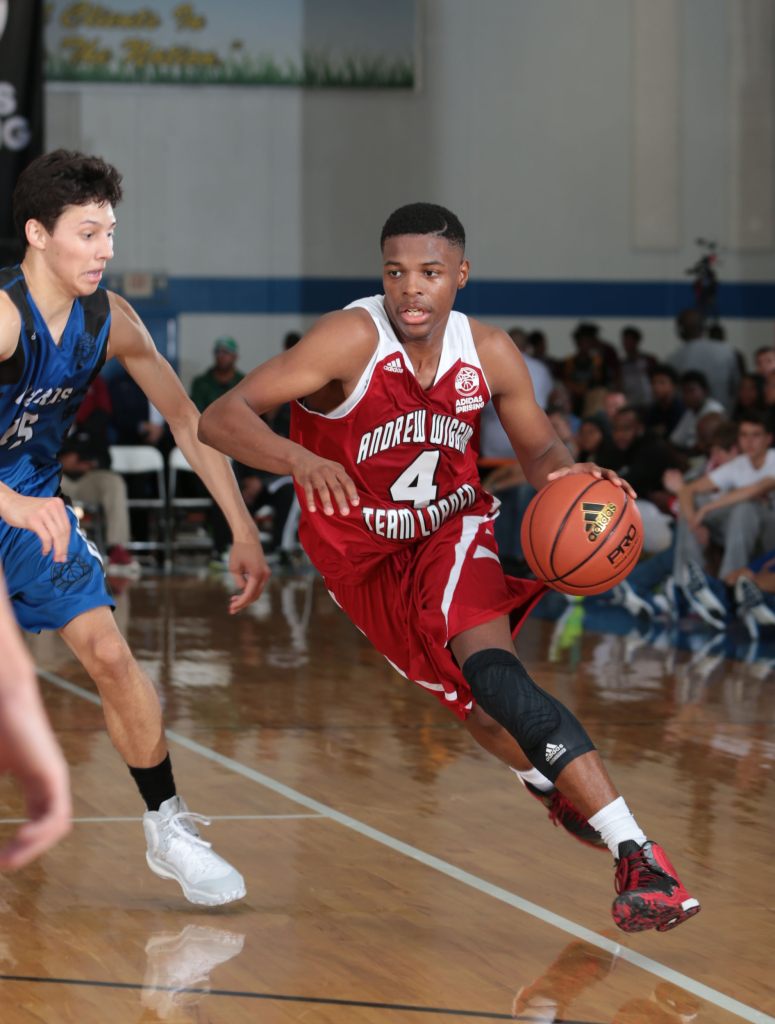 Dennis Smith Jr. is thinking about changing his number if not adding a line to deal with the "craziness" that comes with recruitment. (Photos by Kelly Kline/Adidas)