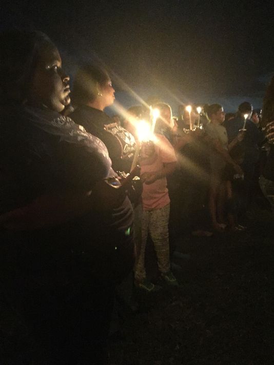 Supporters of Franklin Parish High School gathered for a candlelight vigil in memory of fallen Patriot football player Tyrell Cameron on Saturday. (Photo: Monroe News-Star)