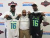 Richard Merritt (from left), Coach Ron Harris Jr. and Jauan Williams from Archbishop Carroll (Photo: Intersport)