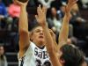 Stuarts Draft's #33, John Gumann drives to the basket against Luray's #00, Trea Atkins at Stuart Draft High School during their boys basketball game Monday, Jan. 11, 2016