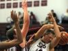Stuarts Draft's #33, John Gumann is fouled while trying to pull in a rebound in the second quarter of their boys basketball game against Luray High School Monday, Jan. 11, 2016