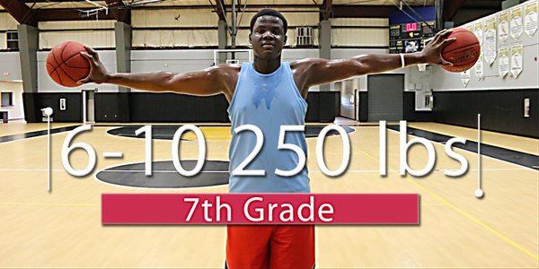 Nigerian native Bright Okungwu, a 6-foot-10, 250-pound seventh grader playing in Florida (Photo: Twitter/MaxPreps)