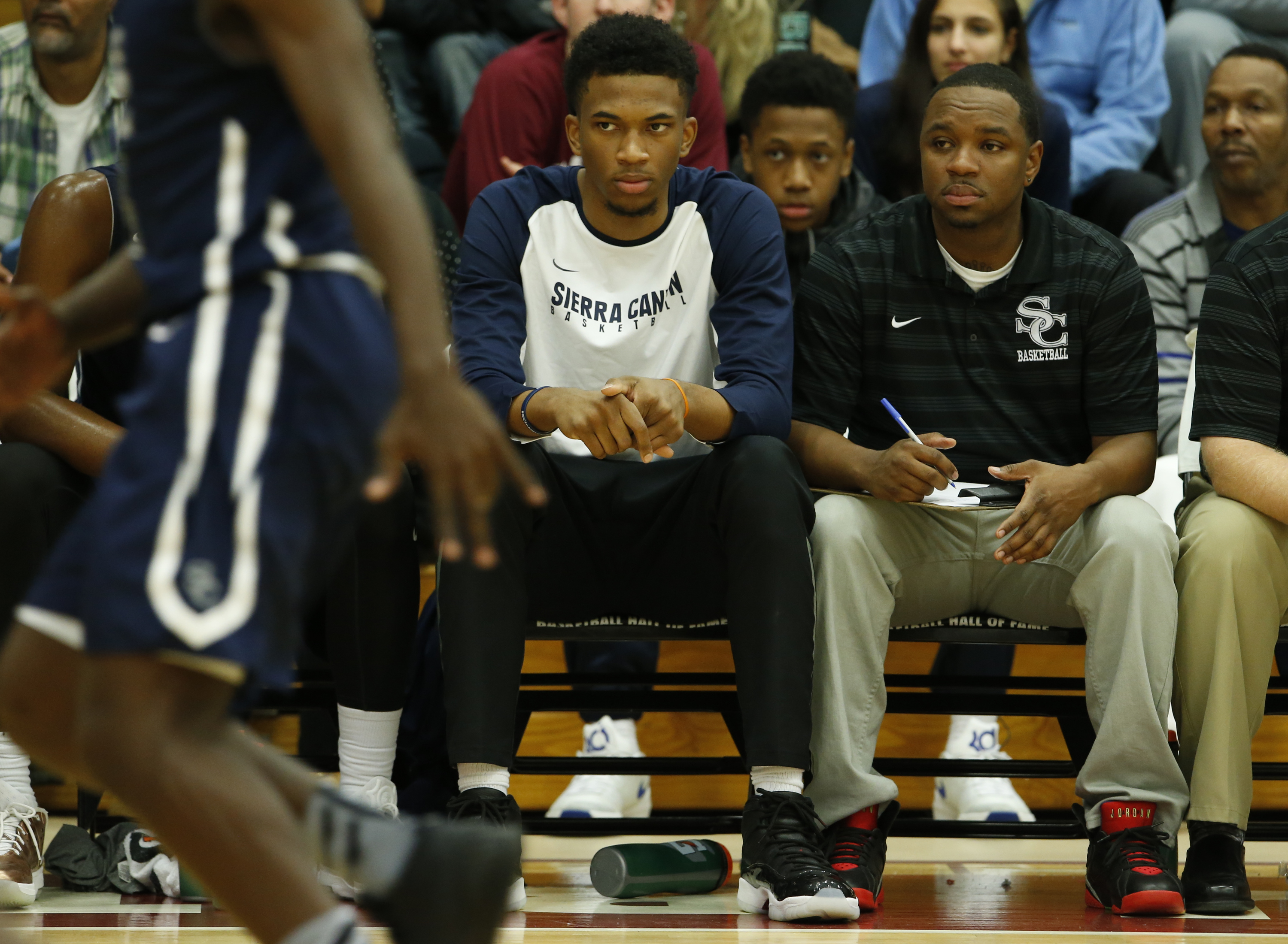 Sierra Canyon's Marvin Bagley (center) watches as the team competes at the Hoophall Classic. (Photo: David Butler II, USA TODAY Sports Images)