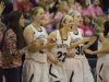 Marysville players cheer during a basketball game Friday, Feb. 5, 2016 at Marysville High School.