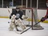 Port Huron goalie Ally Fetterly blocks a shot on goal during a practice at McMorran Arena in Port Huron.