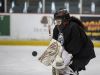 Port Huron goalie Ally Fetterly stops a shot on goal during a practice at McMorran Arena in Port Huron.