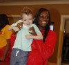 Joyner Holmes poses for a photo with Bradley Godish at the Ronald McDonald House in Chicago. (Photo: Brian Spurlock, USA TODAY Sports)