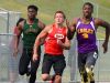 Riverheads' Landon Diehl (center) competes in the boys' 100 meter dash trials. The Region 2A East track and field championships were held at East Rockingham High School near Elkton on Wednesday, May 27, 2015.