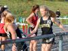 Buffalo Gap's Tiffany Simmons hands the baton over to teammate Hayley Stewart who runs the final leg of the girls' 4x800 meter relay at the 28th annual Augusta County Invitational Track Meet held in Greenville on Friday, April 29, 2016.