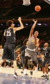 4/2/2016 12:00PM -- Middle Village, NY, U.S.A -- Oak Hill Academy forward Braxton Key (3) goes up for a shot against La Lumiere forward Kevin Zhang (25) during the first half during Dick's Sporting Goods High School Basketball Nationals at Madison Square Garden -- Photo by Andy Marlin USA TODAY Sports Images, Gannett ORG XMIT: US 134676 Dick's basketbal 4/1/2016 [Via MerlinFTP Drop]