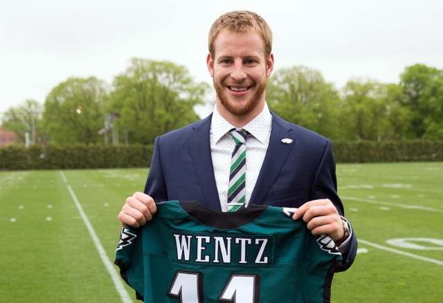 Eagles first-round pick Carson Wentz was one of two players from North Dakota taken in the 2016 NFL Draft. (Bill Streicher/USA TODAY Sports)
