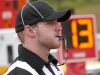The players weren't the only ones using the Fort Defiance vs James River scrimmage to tune-up for the high school football season, first-year referee Daniel Roquemore of Staunton watches a play from the end zone during the Riverheads High School 2016 football jamboree on Aug. 20, 2016.