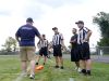 Piedmont Valley Football Officials Association commissioner Dave Moore explains to the group where to position yourself as a team is near the goal line to see if the player is in or out of bounds during the Riverheads High School 2016 football jamboree on Aug. 20, 2016.