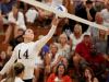 R.E. Lee's MacKensie Bowles taps the ball over the net during Tuesday night's game against Buffalo Gap in Staunton. Lee won in straight sets.
