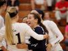 R.E. Lee's Lindsey Bosserman celebrates with teammates after Lee scored a point during Tuesday night's game against Buffalo Gap at R.E. Lee in Staunton on Aug. 30, 2016.
