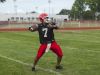 Big Reds' quarterback DeAngielo Sanderson Jr. readies to through the ball Friday, Aug 12, during practice at Port Huron High School.