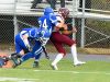 Stuarts Draft's Xzavier Gunn fights for more yards as he is slowly brought down by Fort Defiance's Steven Chittum and Matthew Wonderley during a football game played in Fort Defiance on Friday, Sept. 2, 2016.
