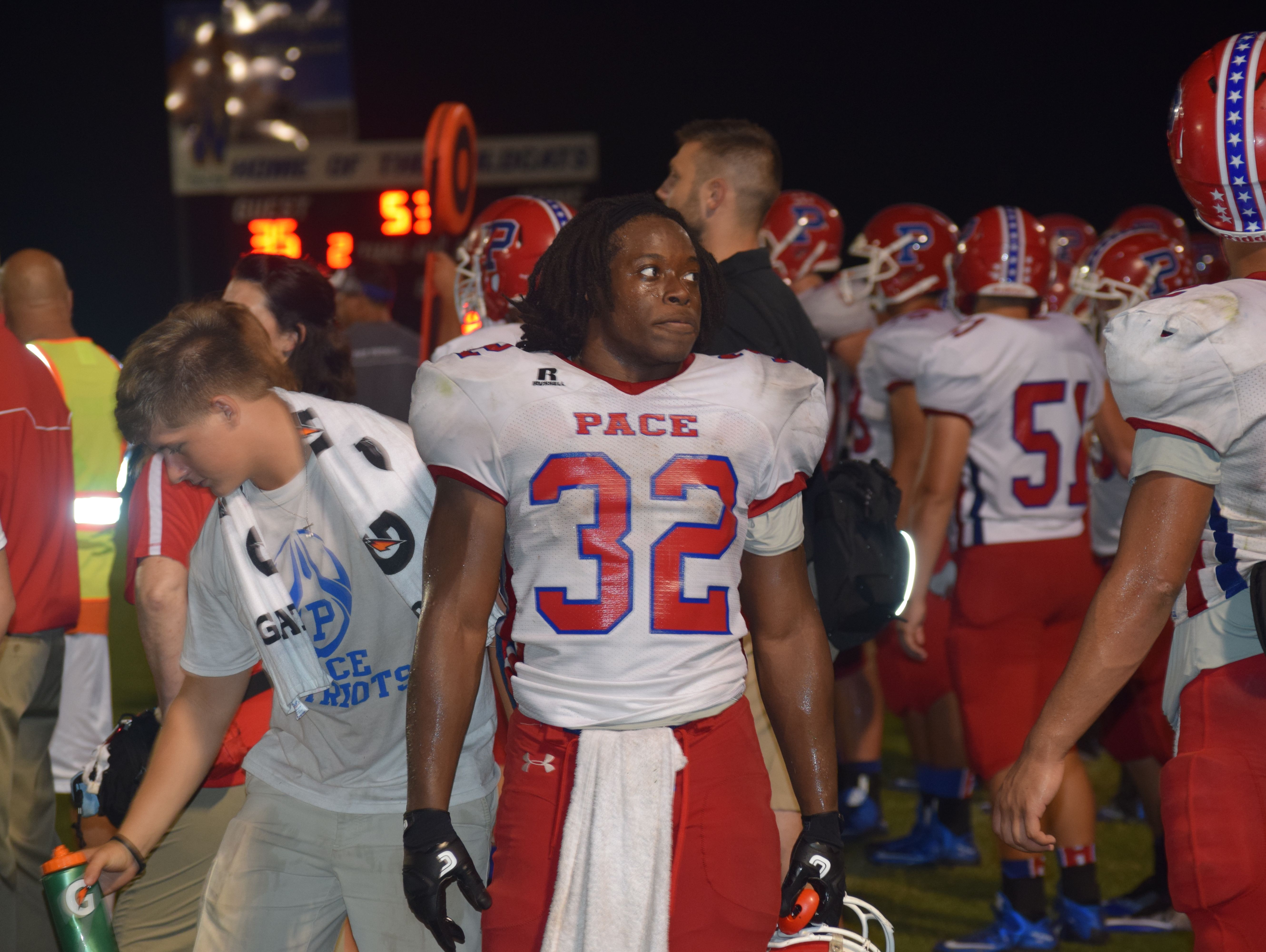 Pace High senior Anthony Johnson rushed for 170 yards and three touchdowns in the Patriots win against Washington.