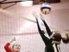 Riverheads' Emma Tomlinson hits over Wilson Memorial's Paris Hutchinsonl during the volleyball game at Riverheads High School on Tuesday, Sept. 27, 2016.