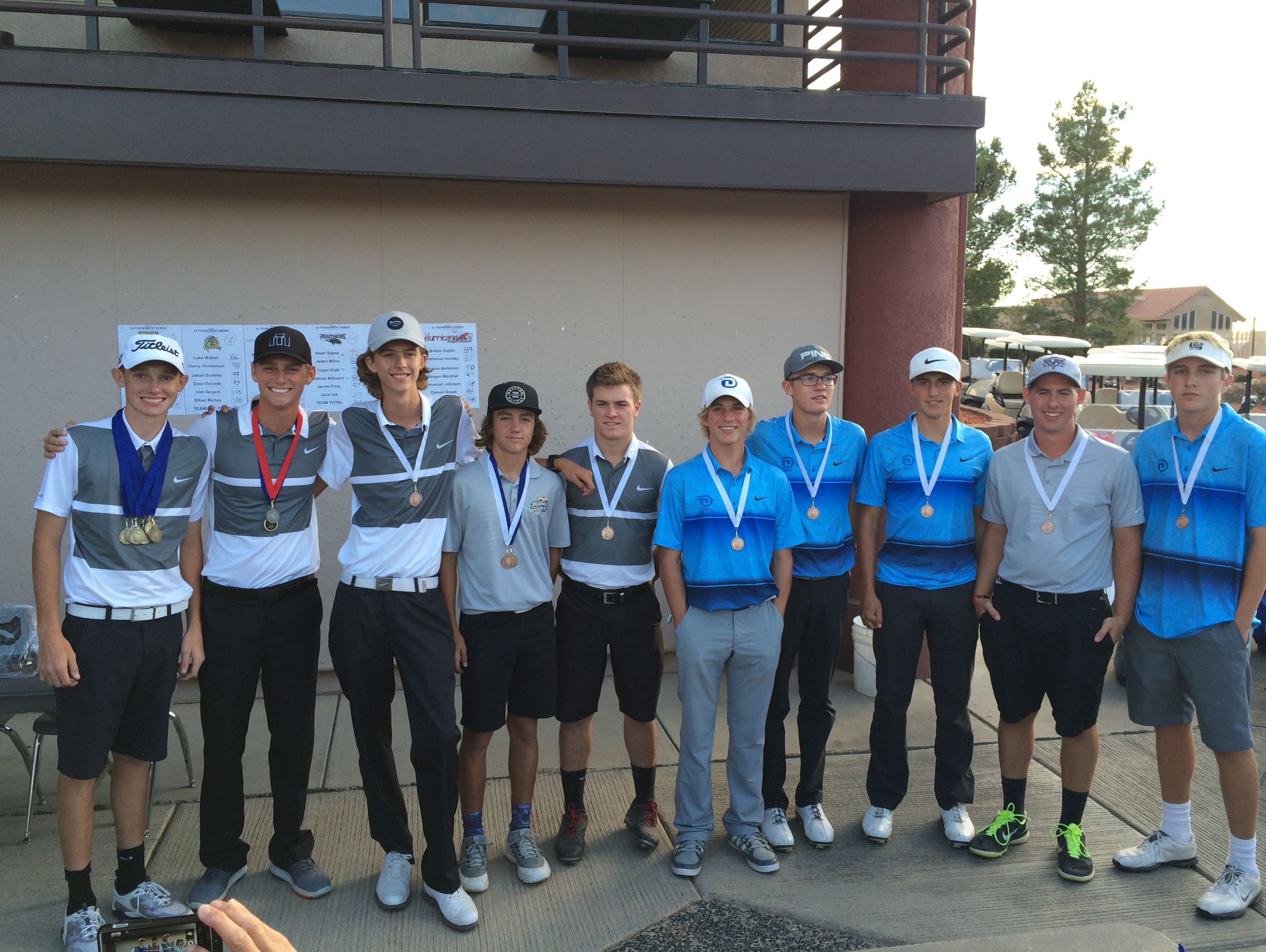 The top-10 Region 9 golfers pose for a picture after competing at Sky Mountain.
