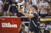 Marissa Hornung goes to serve during last year's state final at Worthen Arena.