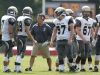 Clarkstown South takes on North Rockland in football action at North Rockland High School in Thiells on Saturday, September 10, 2016. The second half is postponed due to heat. Clarkstown South is up at the half, 17-0.