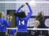Appoquinimink's Carly Burns watches as a kill attempt gets past Middletown's Abigail Brooks (14) in the second game of the Jaguars' 3-0 win at Middletown High Wednesday.