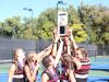 Park City celebrates after winning its second consecutive 3A state tennis title at Liberty Park on Friday.