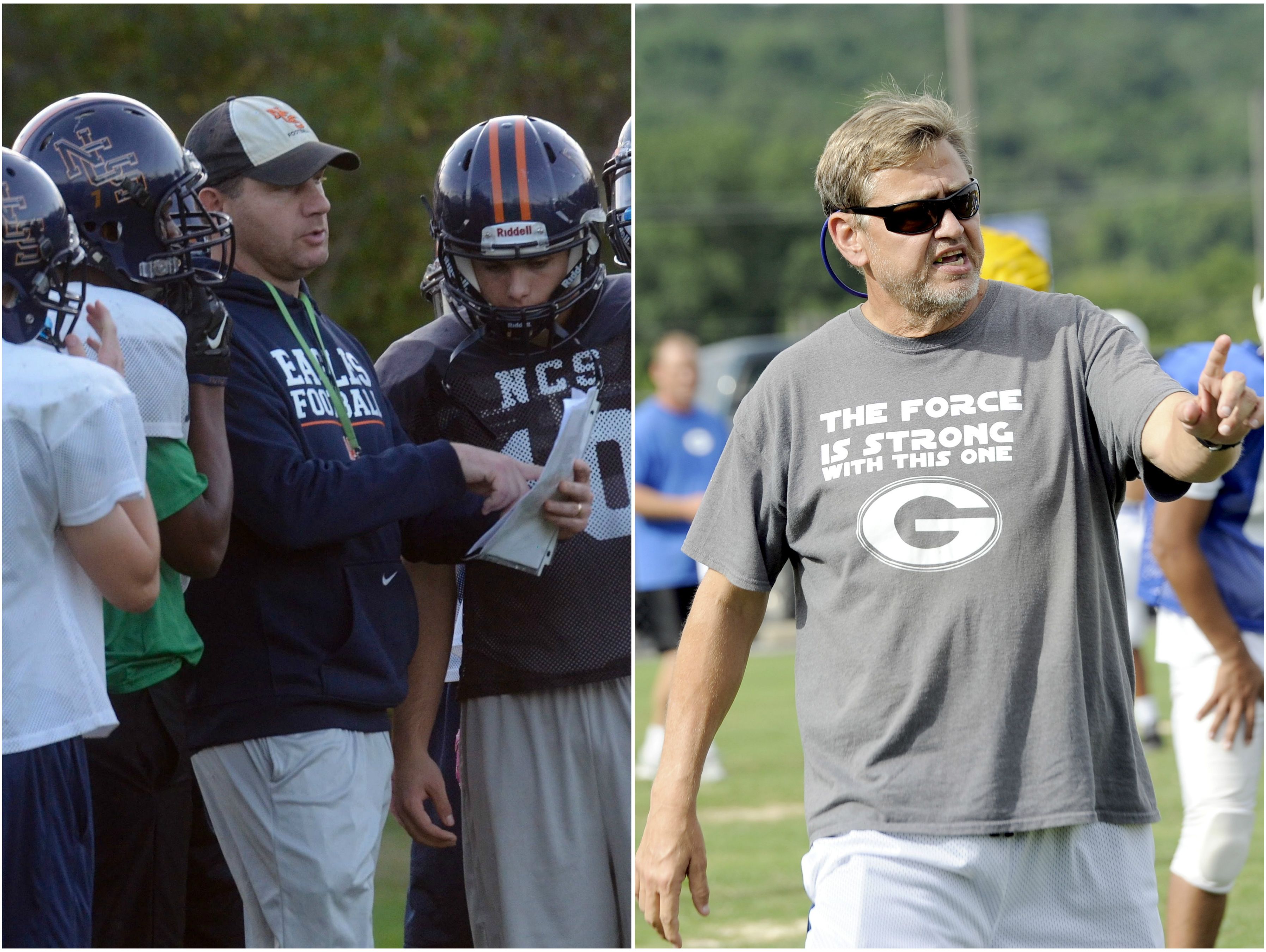 Nashville Christian coach Jeff Brothers (left) and Gordonsville coach Ron Marshall (right)