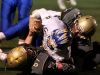 Mahopac's Andrew Ryan is tackled by Clarkstown South's Sean Hagan, left, and Luke Ramundo during their Class AA playoff game at Clarkstown South Oct. 14, 2016.
