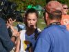 Padua's Lydia Olivere interviews with media after winning the girls varsity Joe O'Neill Invitational on Friday at Brandywine Creek State Park in Wilmington.