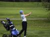Grace Castle of Lansing Catholic works the fairway on the second hole during the Div. 4 Girls Golf Finals October 15, 2016, at Forest Akers West at Michigan State University.