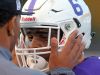 New Rochelle's Jared Baron gets a pep talk from Ray Rice during a Class AA quarterfinal at New Rochelle High School Friday night.