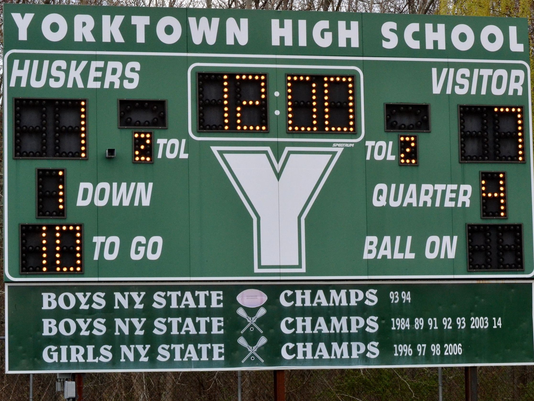 Yorktown High School scoreboard.