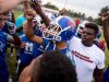 Shawn Murphy huddles up with teammates during football practice at McGavock High School, Thursday, Oct. 20, 2016, in Nashville, Tenn.