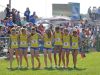 The Carmel Girls Cross Country Team links arms as they walk together after the race, during the IHSAA cross-country state finals, held in Terre Haute IN, at LaVern Gibson Championship Cross Country Course and Wabash Valley Sports Center, Saturday october 29th, 2016.