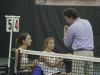 Mamaroneck's Katherine Orgielewicz (left) and Juliette Nask talk with coach Tim Hooker during a quarterfinal match at the New York State girls tennis tournament at Sound Shore Indoor Tennis in Port Chester on Sunday, Oct. 30th, 2016.