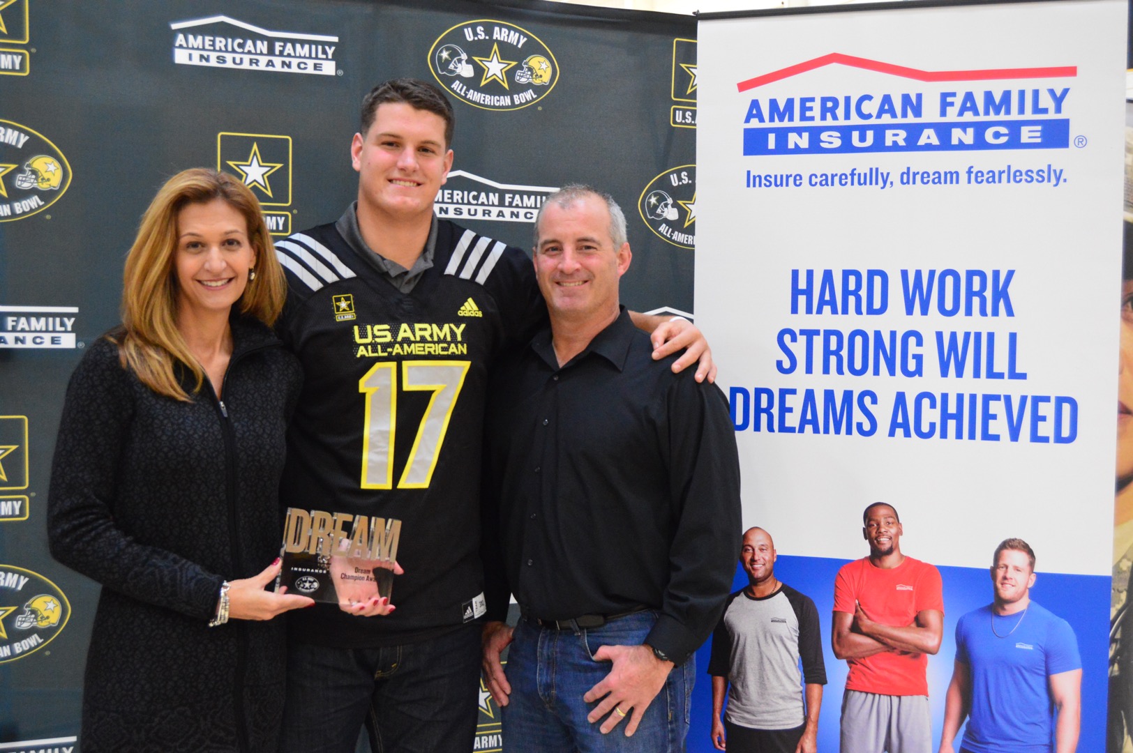 Josh Lugg presented his parents, Karen and Eric Lugg, with the Dream Champion Award. (Photo: AAG)