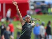 Rush-Henrietta's Lanae-Tava Thomas won the girl's long jump with a jump of 19-06.25 feet at the His and Hers track meet at Penfield High School.