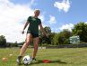 Eileen Fiore dribbles a soccer ball while demonstrating her workout routine at Spackenkill High School on Monday. Fiore tore her ACL during a playoff game against Dover High School on October 29, 2015.