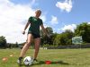 Eileen Fiore dribbles a soccer ball while demonstrating her workout routine at Spackenkill High School on Monday. Fiore tore her ACL during a playoff game against Dover High School on October 29, 2015.
