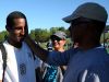 Adrian Padilla's father, Donald, touches his cheek after the Pittsford Mendon soccer team defeated Aquinas as Adrian's mother, Maria, center, looks on. Donald Padilla, now a retired state trooper, worked for a couple months at Ground Zero during the cleanup following the attacks.